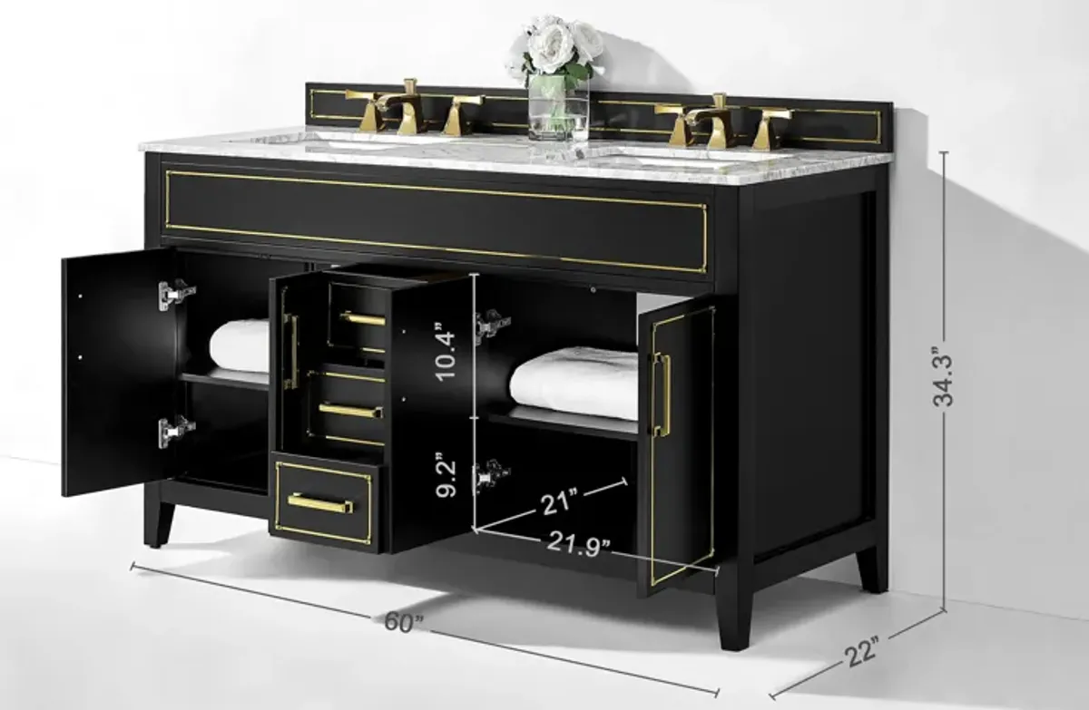 Aspen 60 in. Bath Vanity Set in Black Onyx