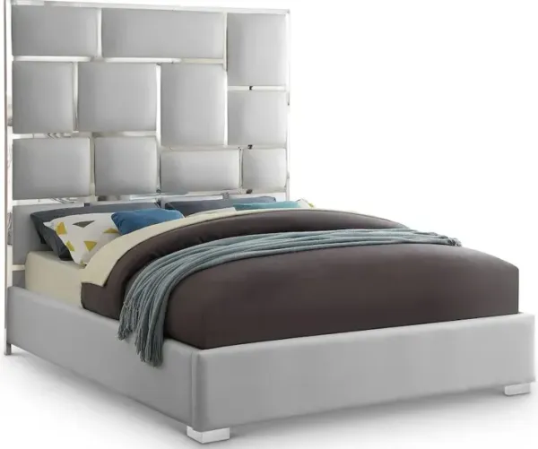 Meridian Furniture Milan White Vegan Leather Queen Bed