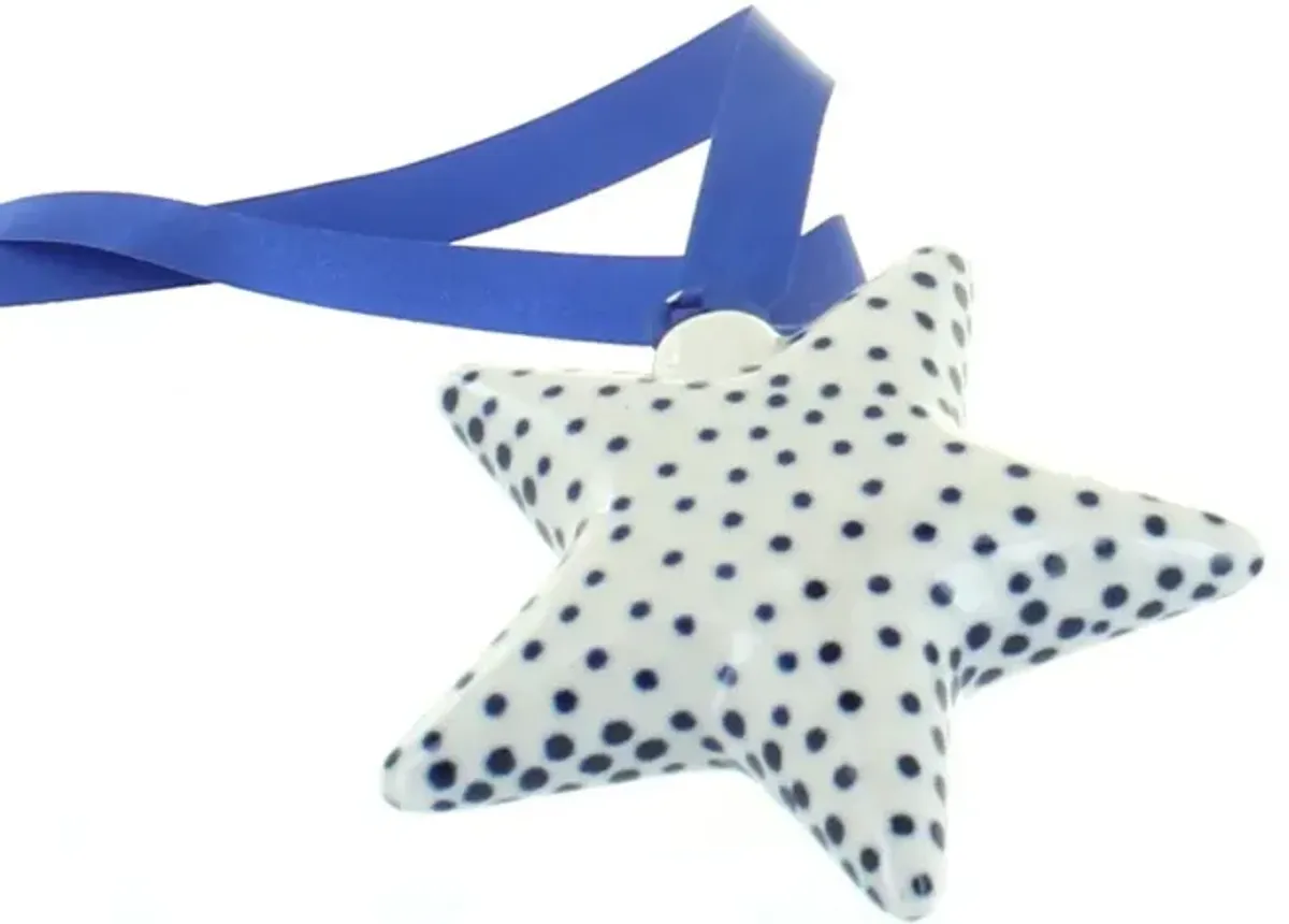 Blue Rose Polish Pottery Festive Fir Star Ornament