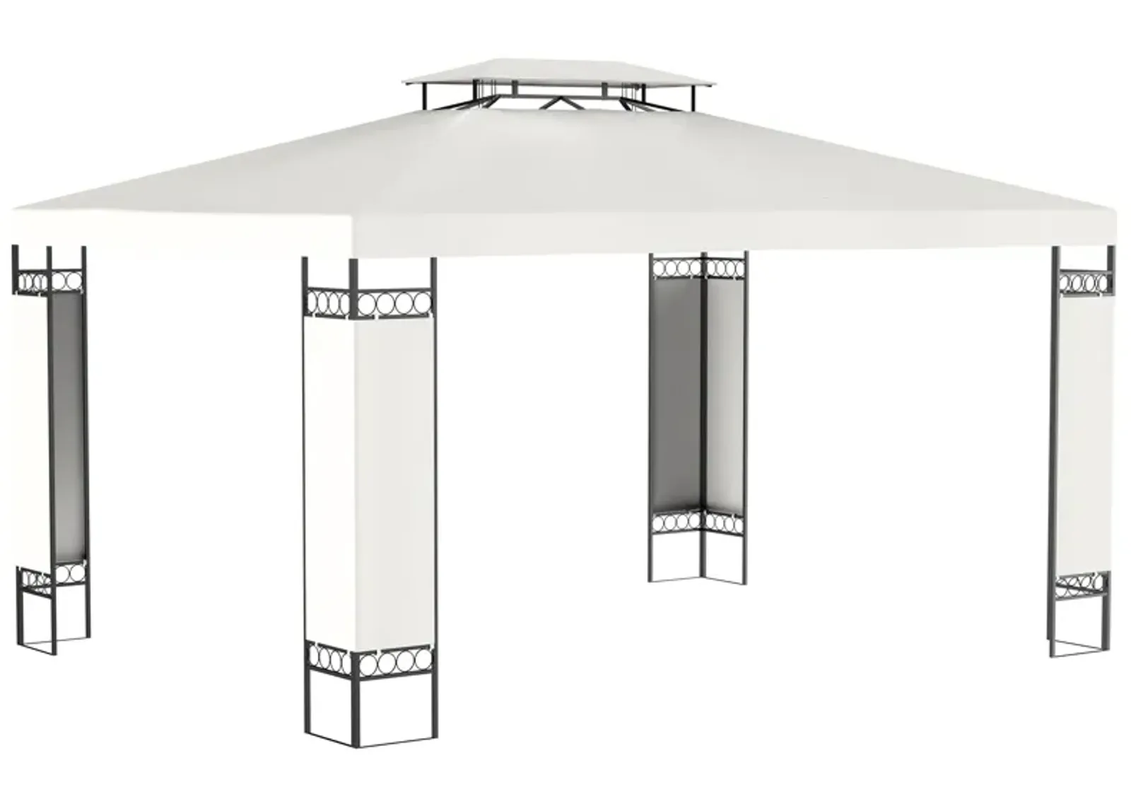 Cream Outdoor Pavilion: 13'x10' Gazebo with Double Vented Roof