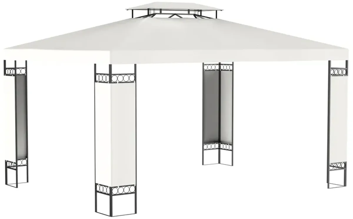 Cream Outdoor Pavilion: 13'x10' Gazebo with Double Vented Roof