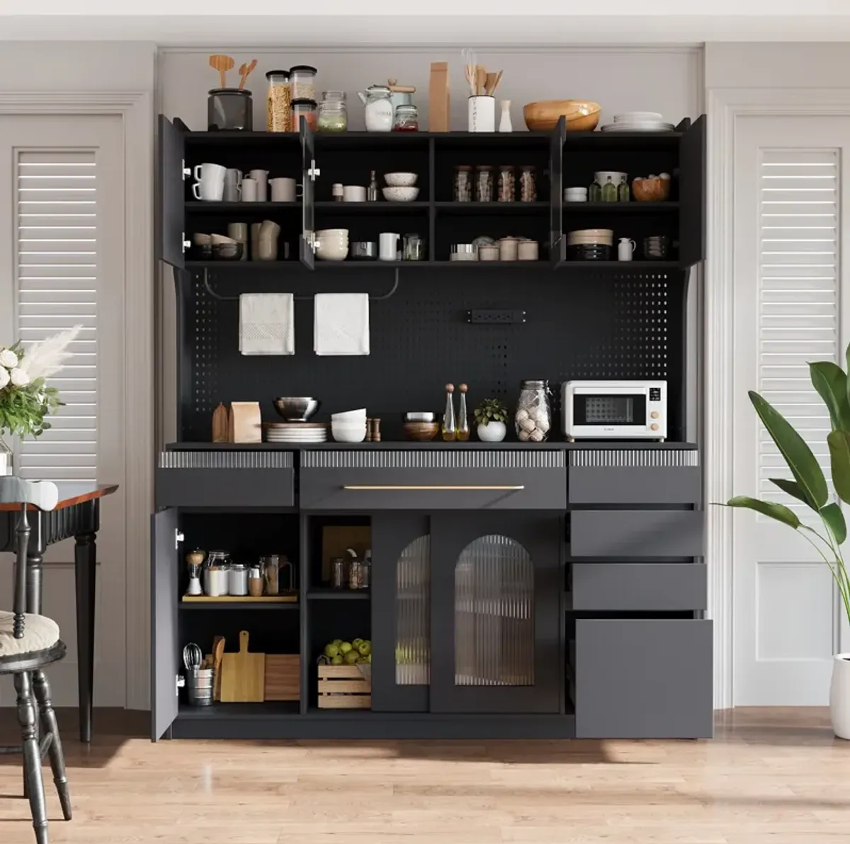 Merax Freestanding  Buffet Large Coffee Bar Storage Cabinet
