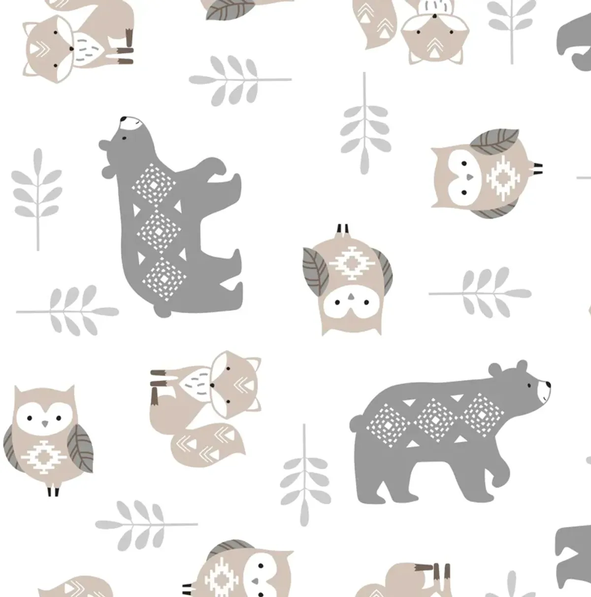 Lambs & Ivy Woodland Forest White/Gray Animal 100% Cotton Baby Fitted Crib Sheet