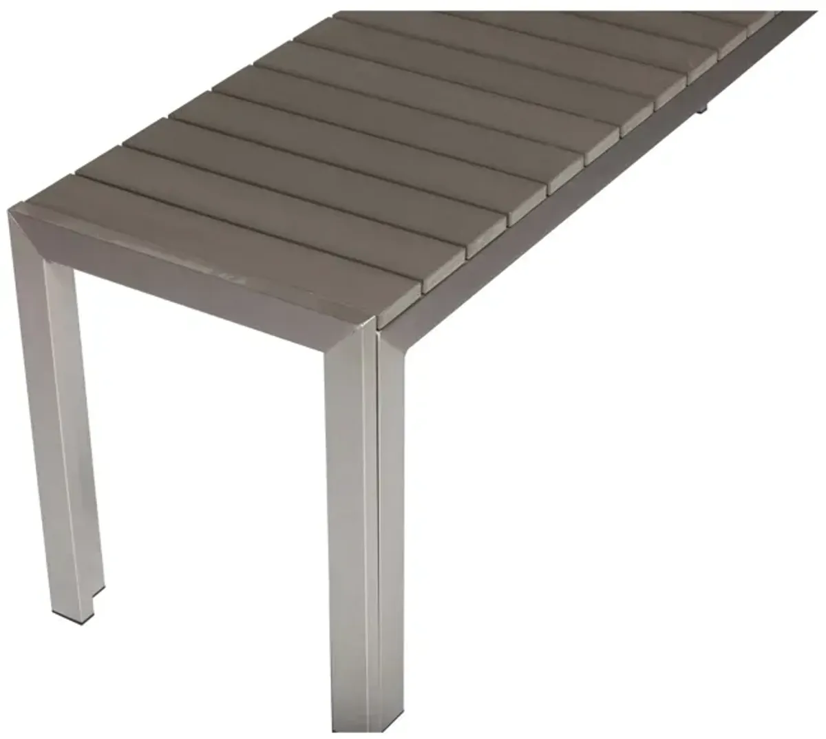 Theo 53 Inch Outdoor Bench, Gray Aluminum Frame, Plank Style Seat Surface-Benzara