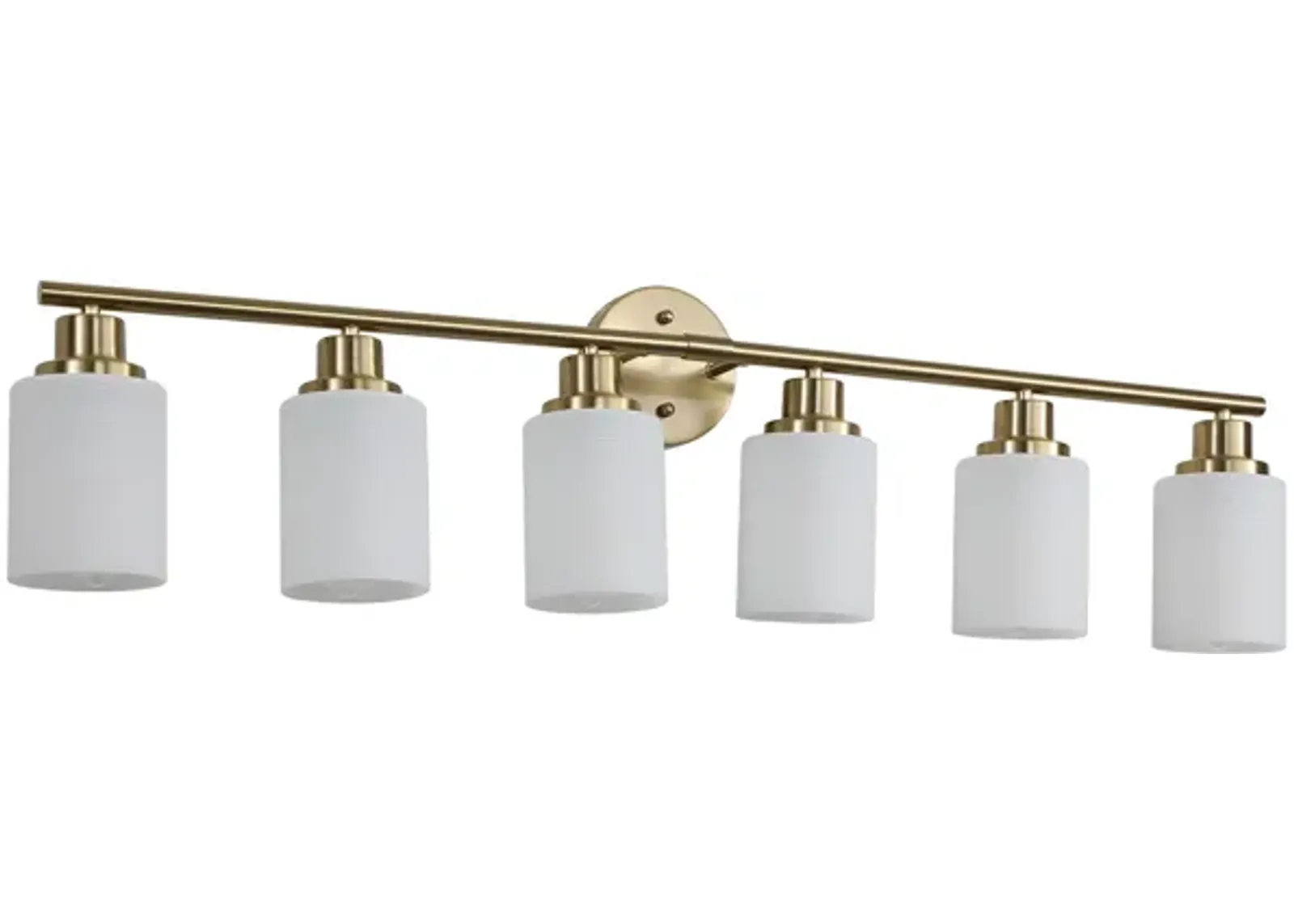 8-Light Golden Bathroom Vanity Light Fixture, Frosted Glass Shades, Modern Wall Mounted Lighting (No Bulbs)