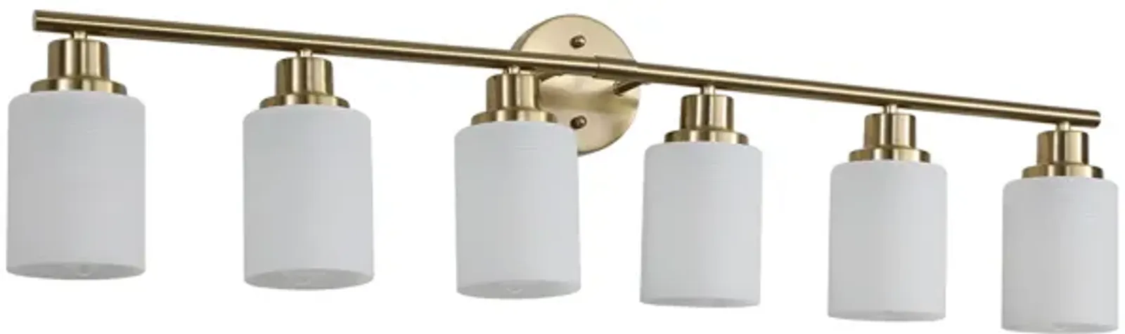 8-Light Golden Bathroom Vanity Light Fixture, Frosted Glass Shades, Modern Wall Mounted Lighting (No Bulbs)