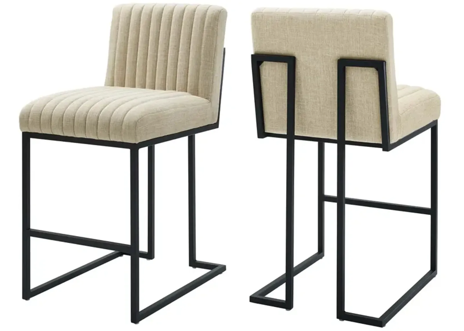 Indulge Channel Tufted Fabric Counter Stools - Set of 2