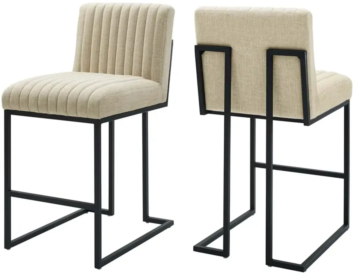 Indulge Channel Tufted Fabric Counter Stools - Set of 2