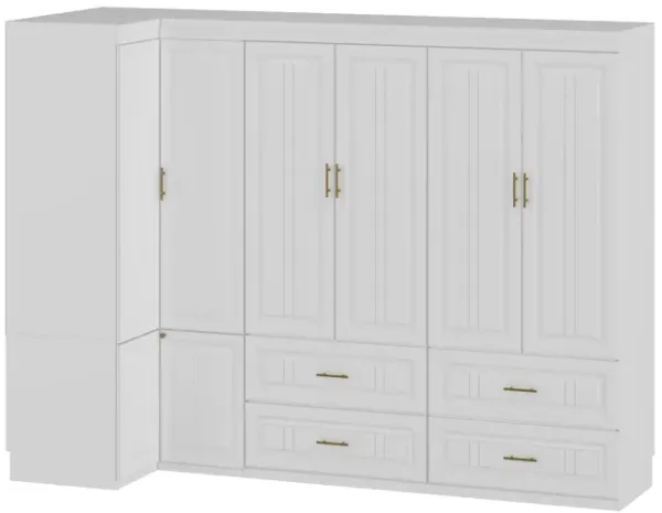 FUFU&GAGA Large Capacity Multifunctional Wardrobe with Concealed Storage, 6 Doors and 4 Drawers with Hanging Rod, (98.4 in. W x 20.6 in. D x 74.2 in. H), White