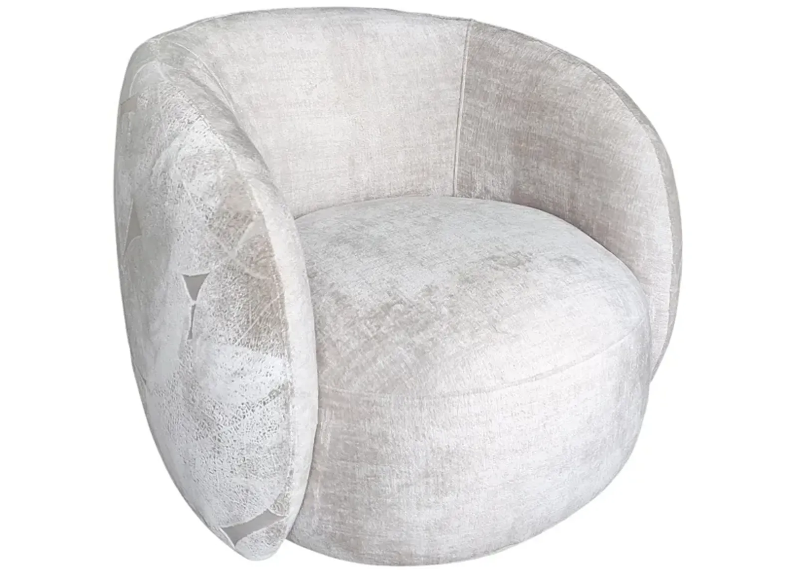 Pasargad Home Napoli Modern Swivel Base Barrel Chair, Ivory