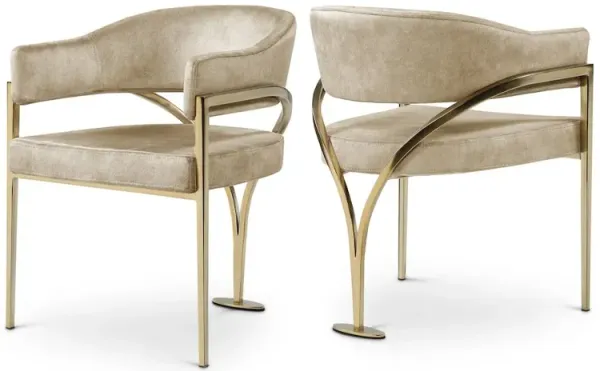 Meridian Furniture Madelyn Beige Velvet Dining Chair, Set of 2