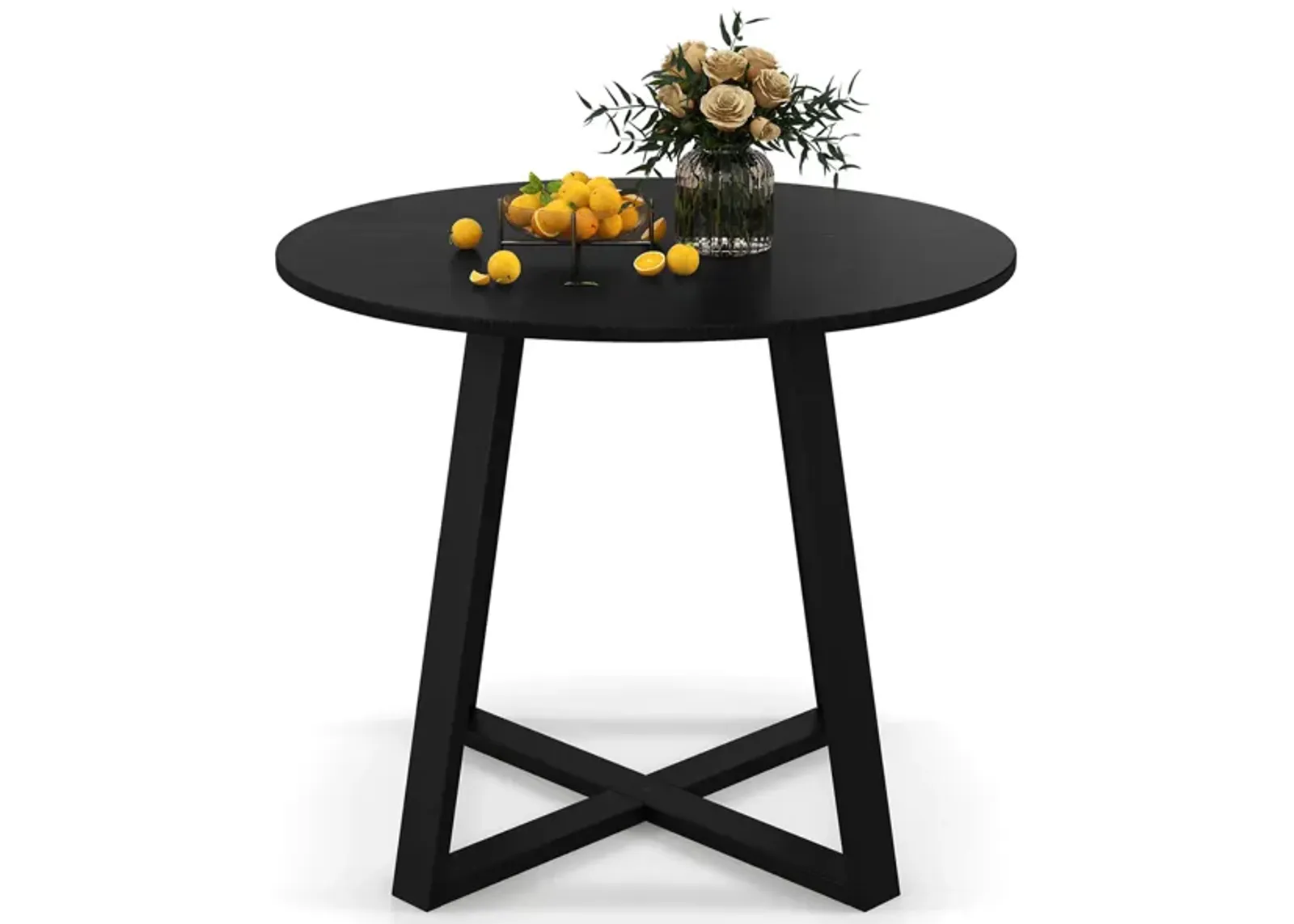 36-Inch Mid-Century Round Dining Table with Pedestal Base for Dining Room or Kitchen