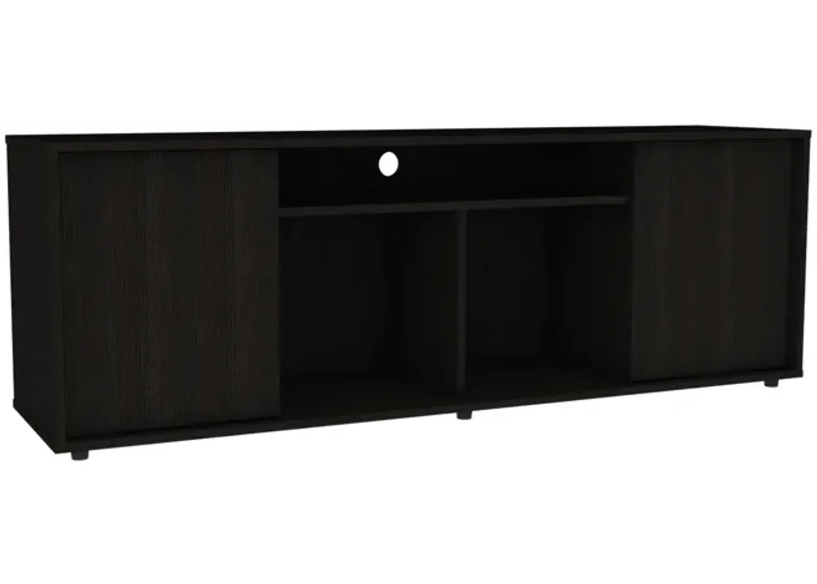 Prana Tv Stand fot TV�s up 60" Four Shelves, Two Cabinets With Single Door -Black