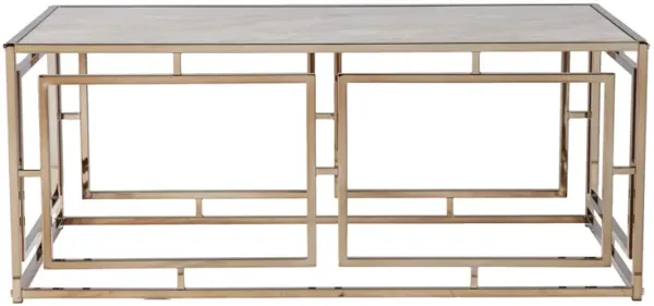 Hivvago 44" Champagne Glass And Metal Rectangular Coffee Table