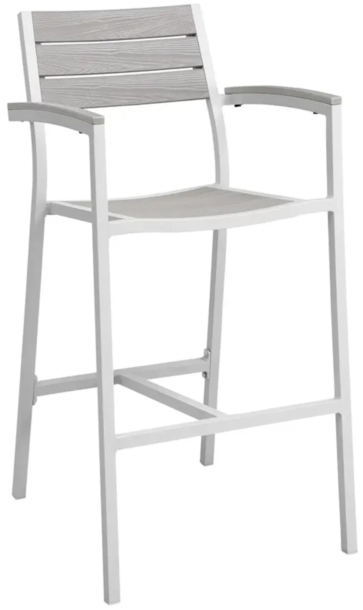 Modway Maine Aluminum Outdoor Patio Bar Stool in White Light Gray