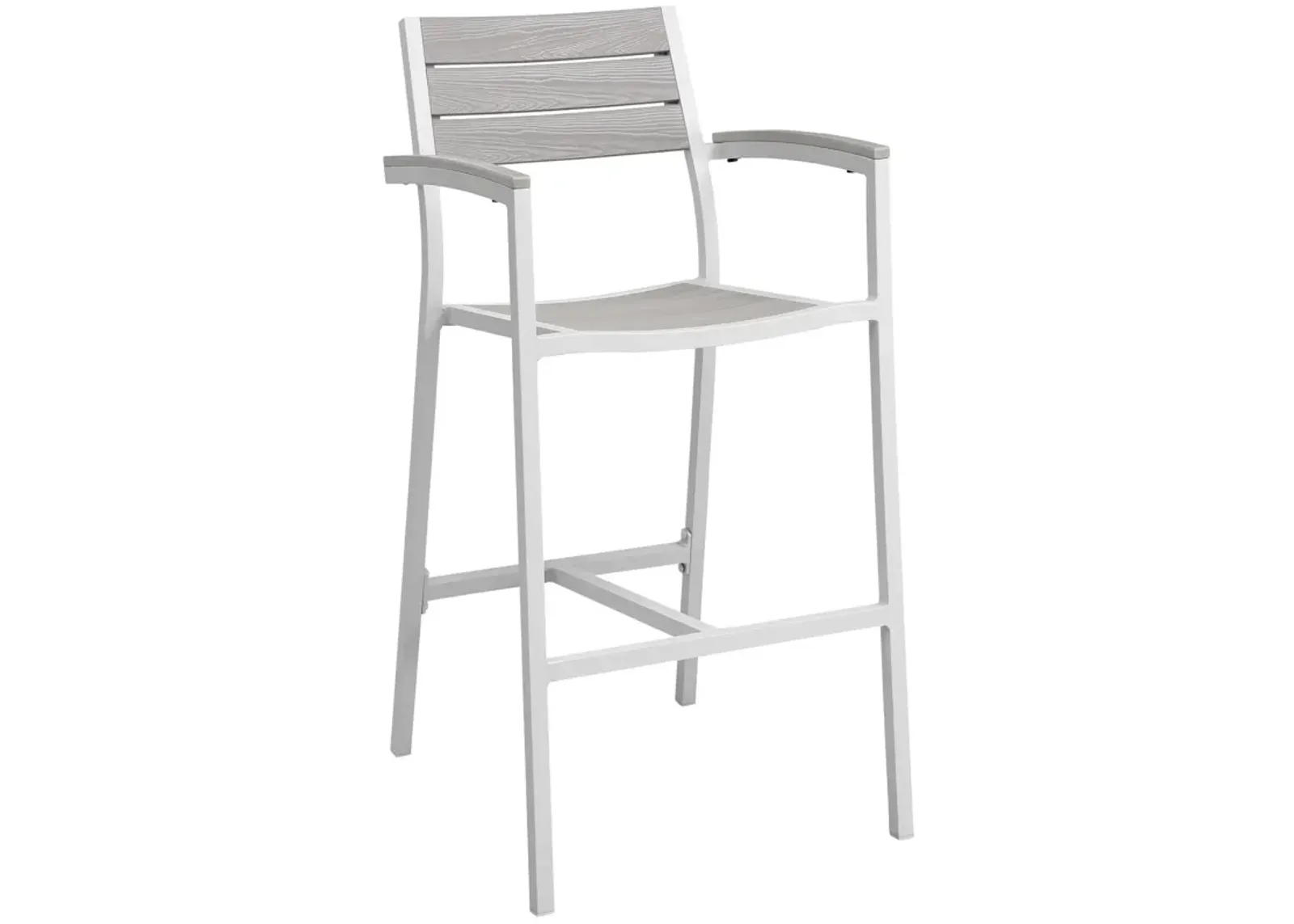 Modway Maine Aluminum Outdoor Patio Bar Stool in White Light Gray