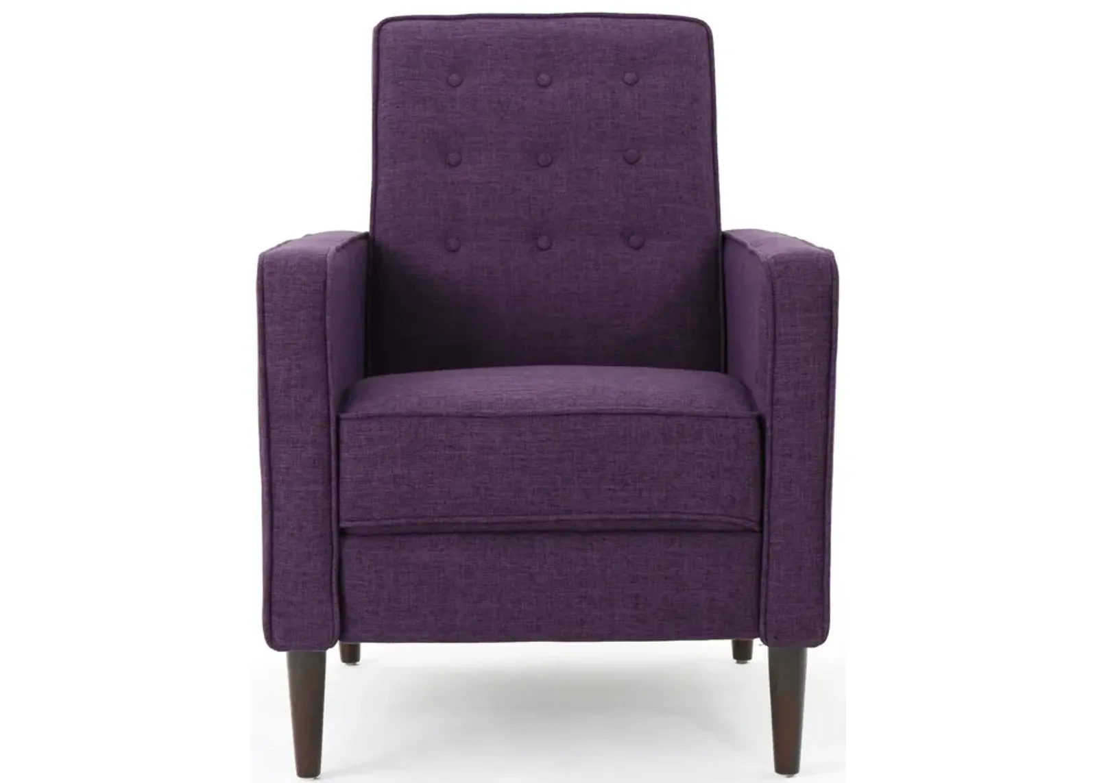 Dupe Manual Reclining Chair, Button Tufted Design, Purple Polyester - Benzara