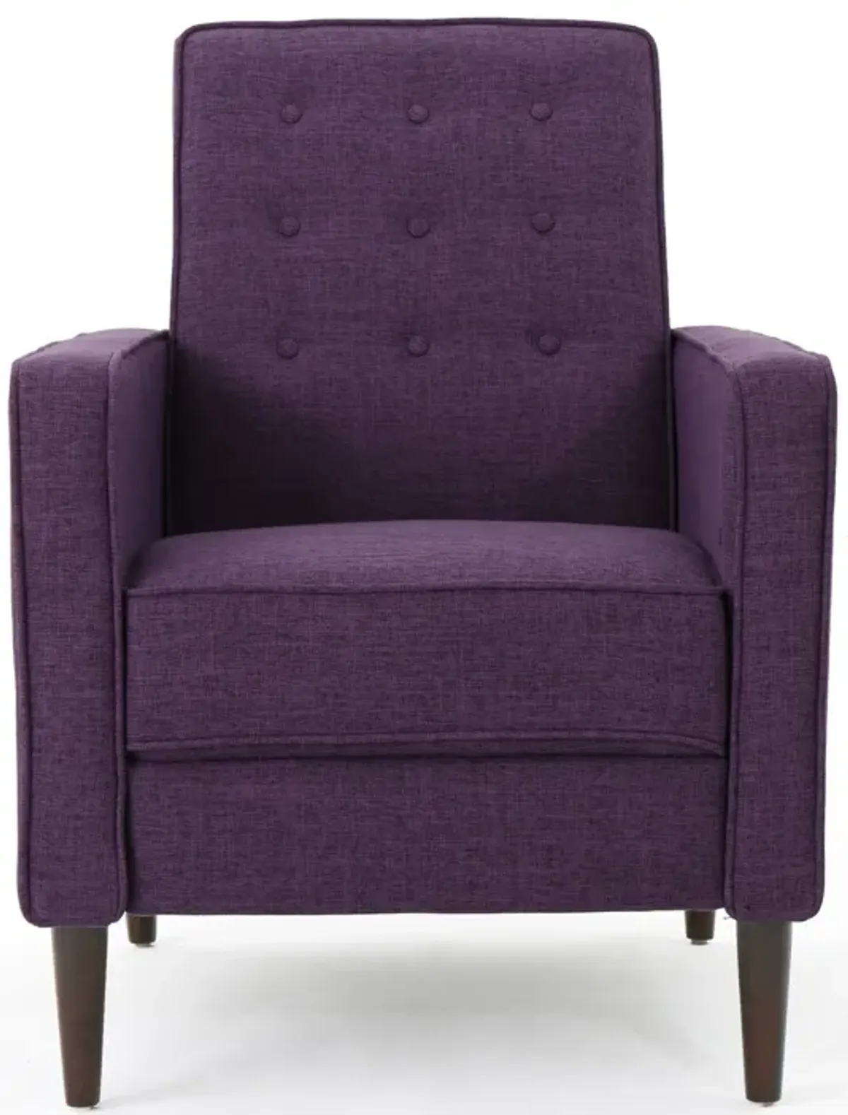 Dupe Manual Reclining Chair, Button Tufted Design, Purple Polyester - Benzara