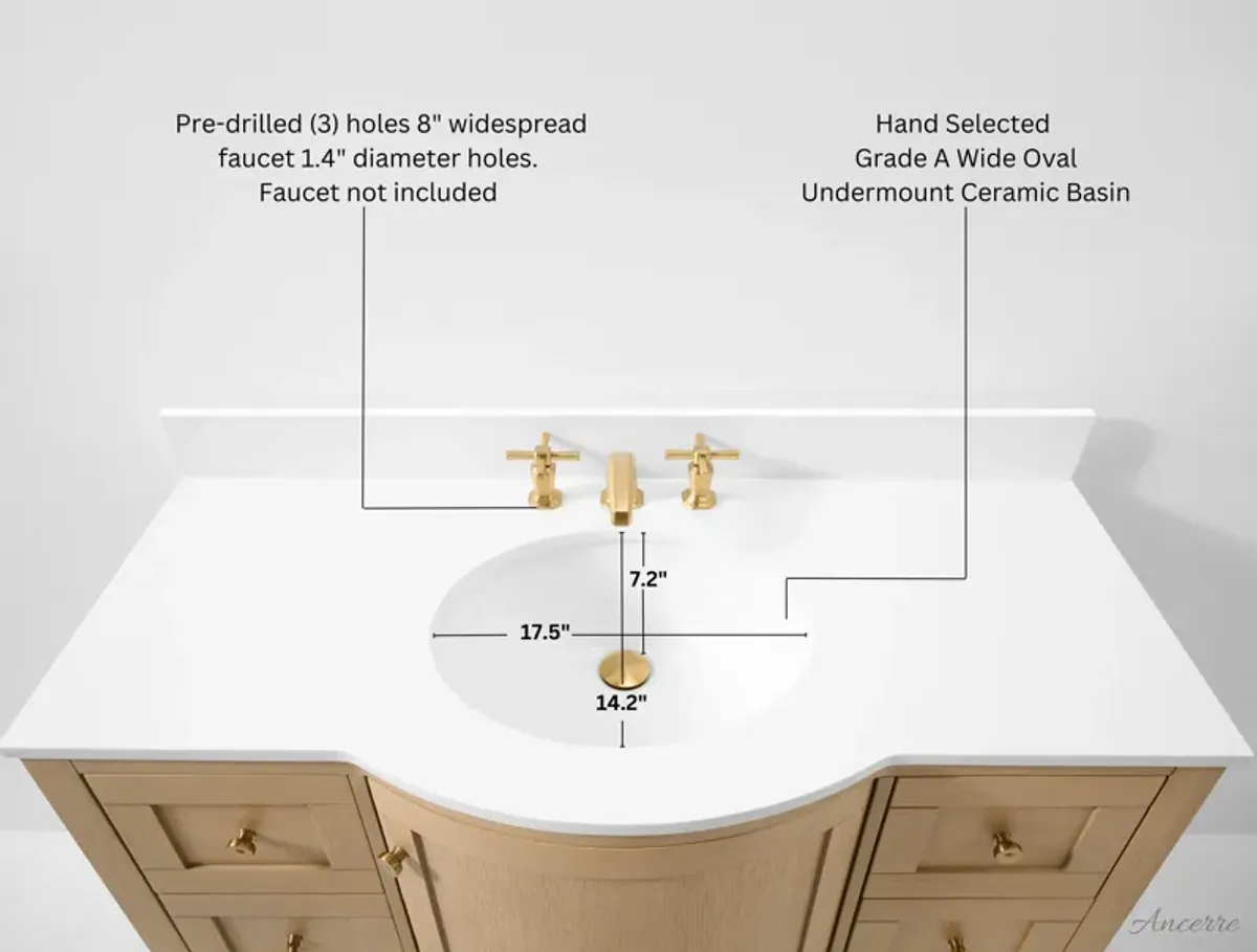 Lauren 48 in. Bath Vanity Set in Oak with  White Quartz Vanity Top and White Undermount Basin