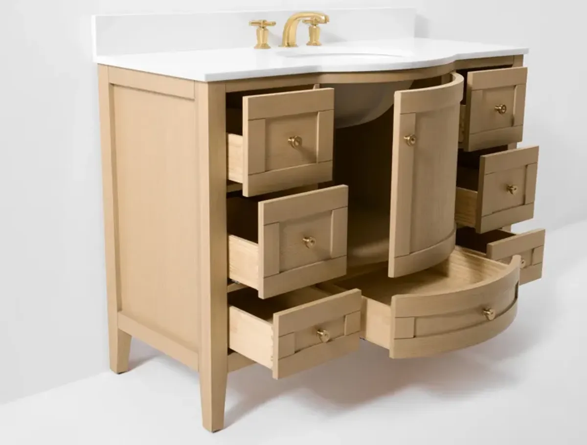 Lauren 48 in. Bath Vanity Set in Oak with  White Quartz Vanity Top and White Undermount Basin