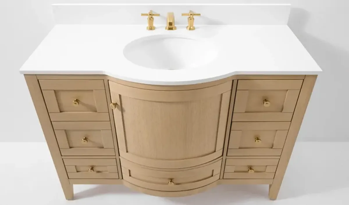 Lauren 48 in. Bath Vanity Set in Oak with  White Quartz Vanity Top and White Undermount Basin