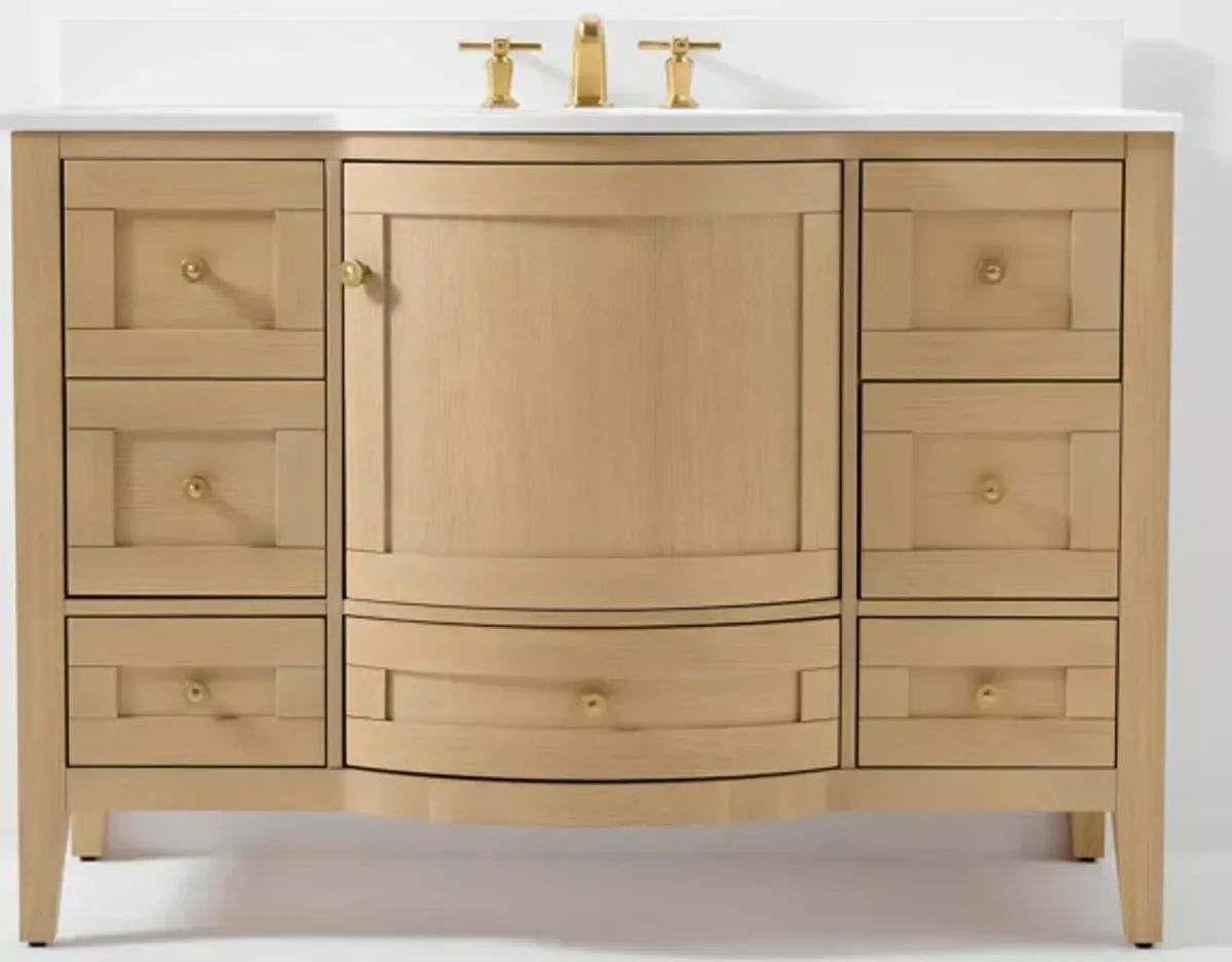 Lauren 48 in. Bath Vanity Set in Oak with  White Quartz Vanity Top and White Undermount Basin