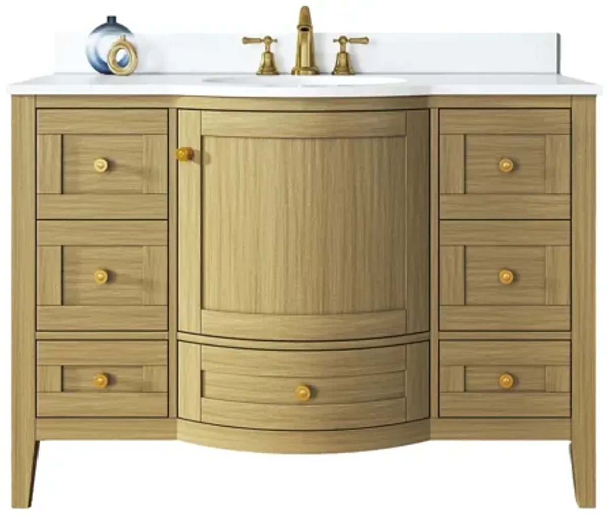 Lauren 48 in. Bath Vanity Set in Oak with  White Quartz Vanity Top and White Undermount Basin