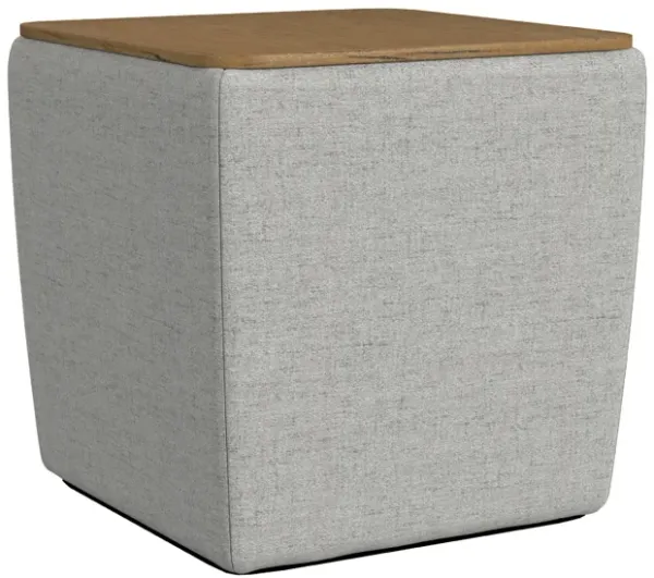 Mody Storage Ottoman, Gray Upholstery, 19 Inch Brown Wood Lift Top - Benzara