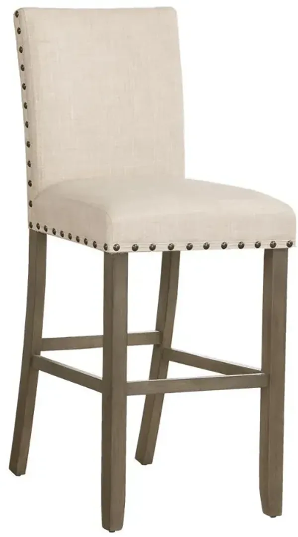 Ralland Upholstered Bar Stools with Nailhead Trim Beige (Set of 2)