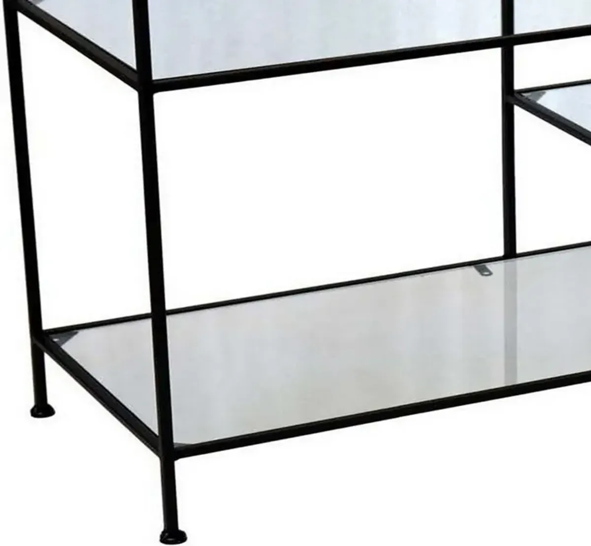 35 Inch Plant Stand Console Table, 4 Shelves, Rectangular top, Black Metal - Benzara