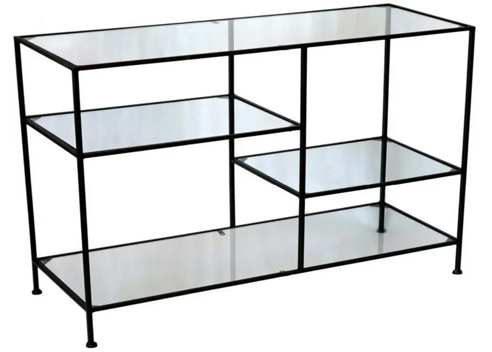 35 Inch Plant Stand Console Table, 4 Shelves, Rectangular top, Black Metal - Benzara