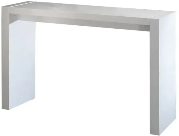 Joey 60 Inch Modern Bar Table, Lacquered White Finish, Composite Wood Frame-Benzara