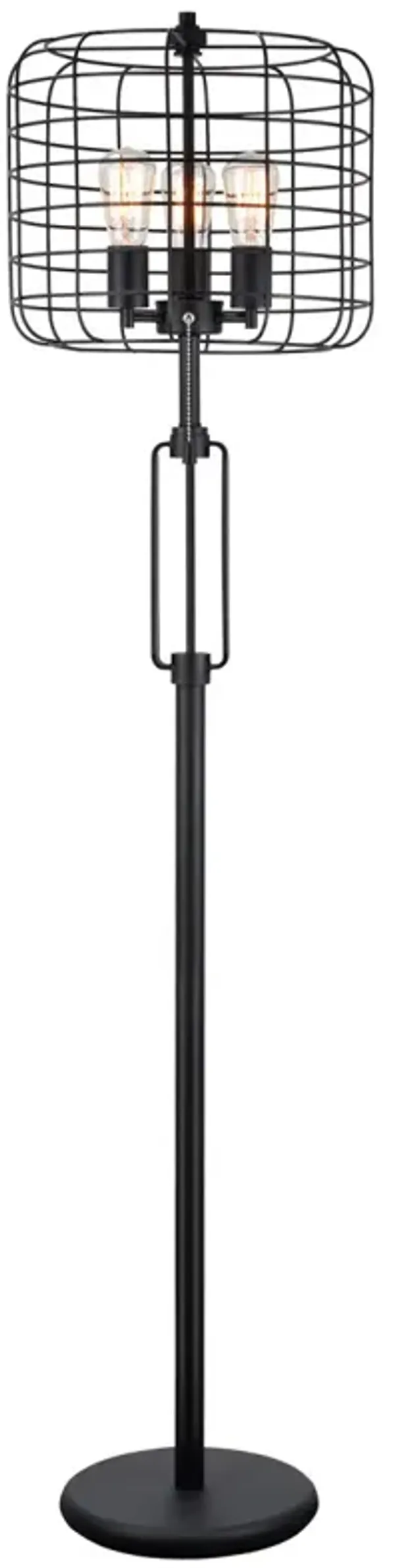 Streamdale 65" Black Industrial Cage Floor Lamp w/ Edison Bulb