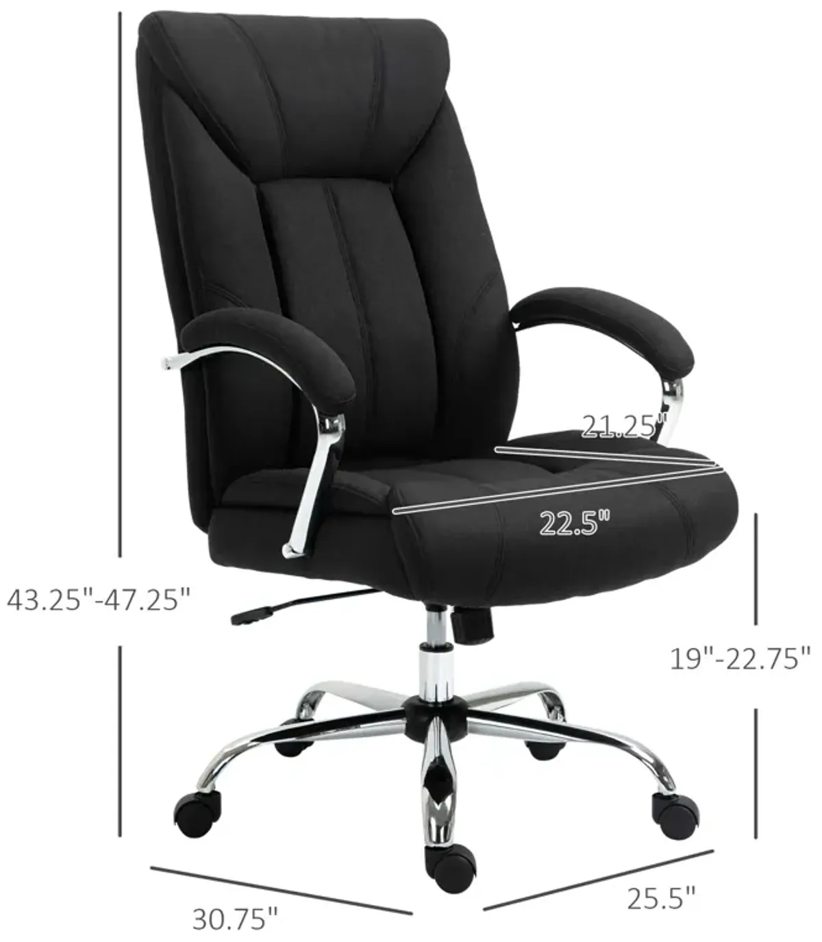 Black Ergonomic Seating: High Back Linen Fabric Adjustable Task Chair