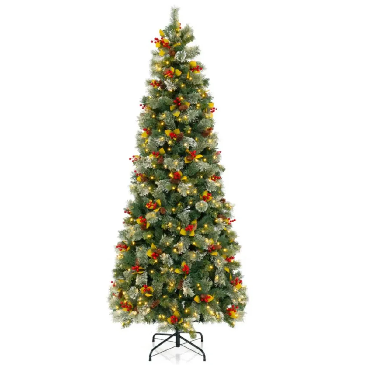 Hivvago Pre-Lit Artificial Christmas Tree with PVC and Pine Needles
