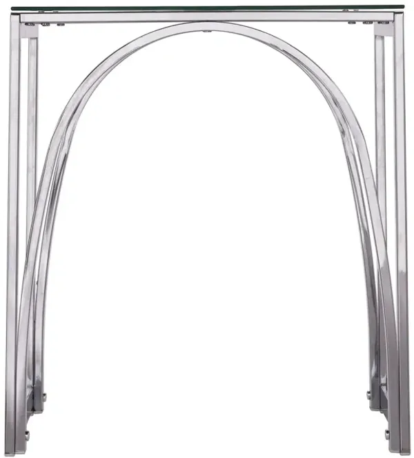 Modern Square End Table with Glass Top and Durable Iron Frame for Home Decor