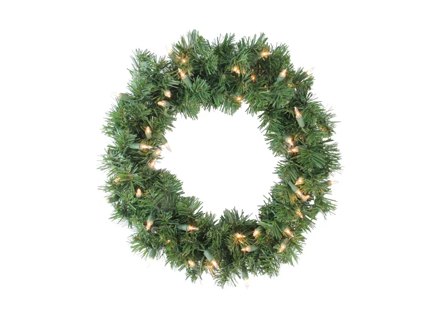 16" Pre-Lit Deluxe Windsor Pine Artificial Christmas Wreath  Clear Lights