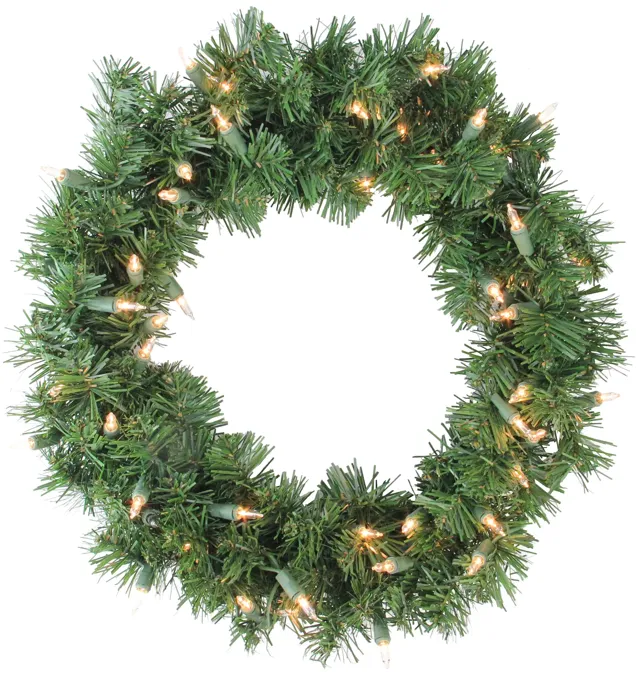 16" Pre-Lit Deluxe Windsor Pine Artificial Christmas Wreath  Clear Lights