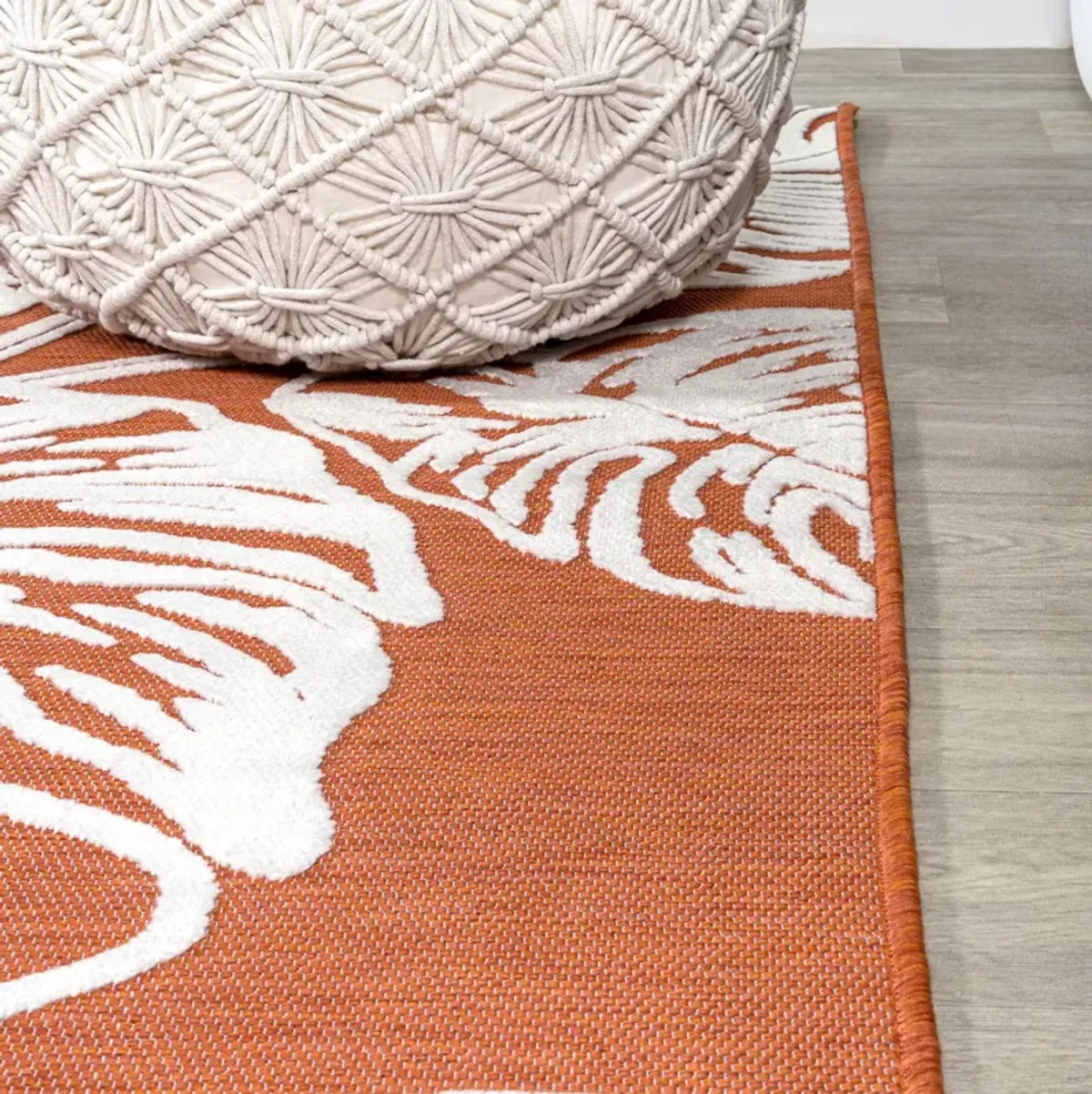 Tobago High-Low Two Tone Monstera Leaf Area Rug