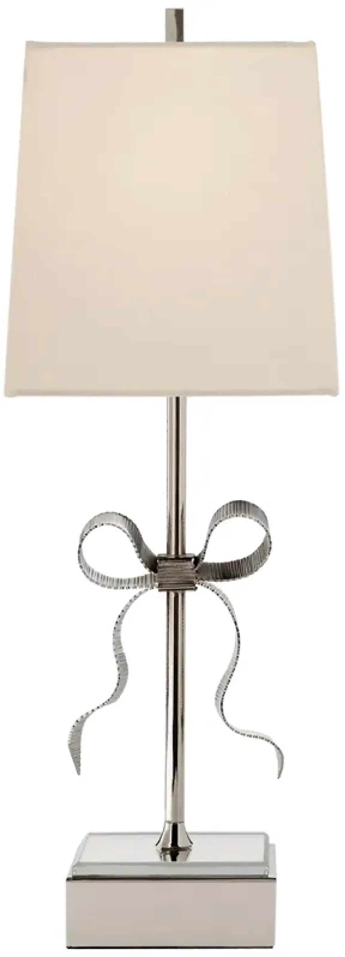 Ellery Gros-Grain Bow Table Lamp in Polished Nickel