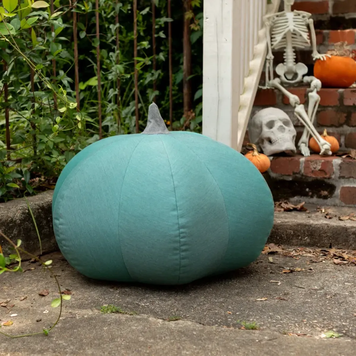 Jaxx Pumpkin Pouf - Luxurious Ottoman for Fall & Halloween Décor - Indoor/Outdoor Sunbrella Breeze