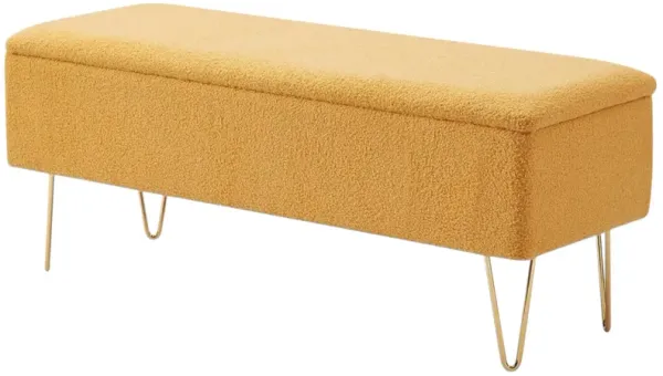 Sherpa Fabric Upholstered End of Bed Storage Bench