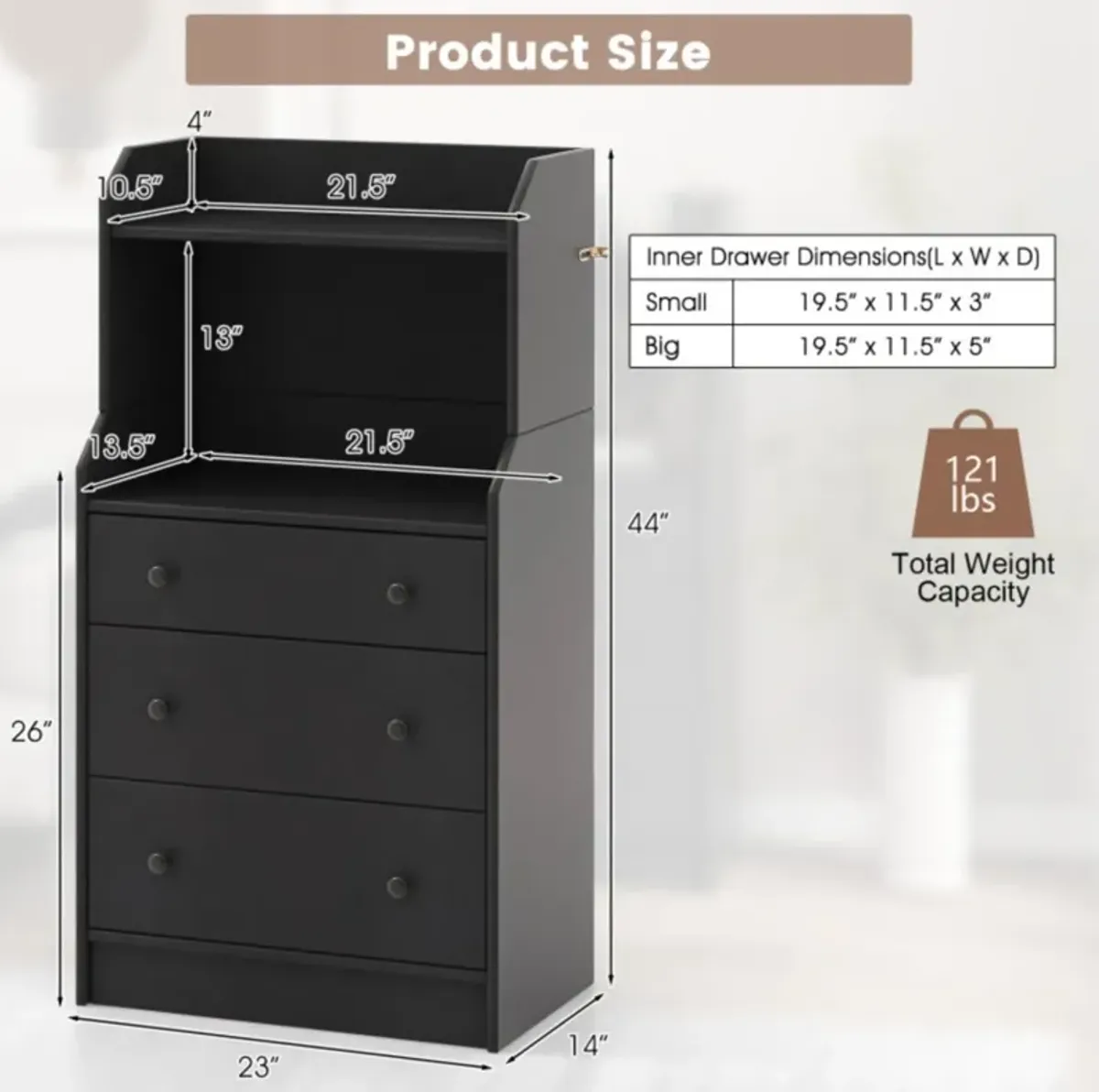 Hivvago Modern Storage Dresser with Anti-toppling Device