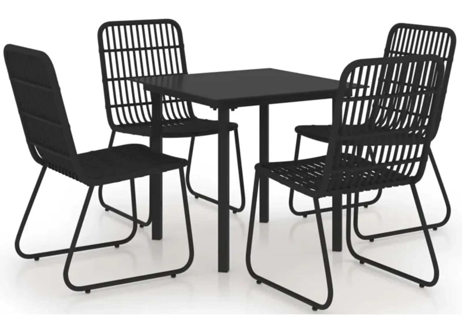 vidaXL 5 Piece Outdoor Dining Set Poly Rattan and Glass