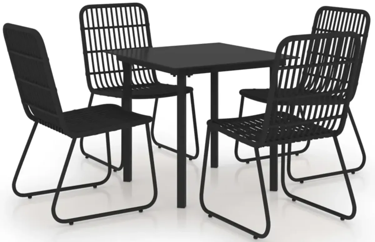 vidaXL 5 Piece Outdoor Dining Set Poly Rattan and Glass