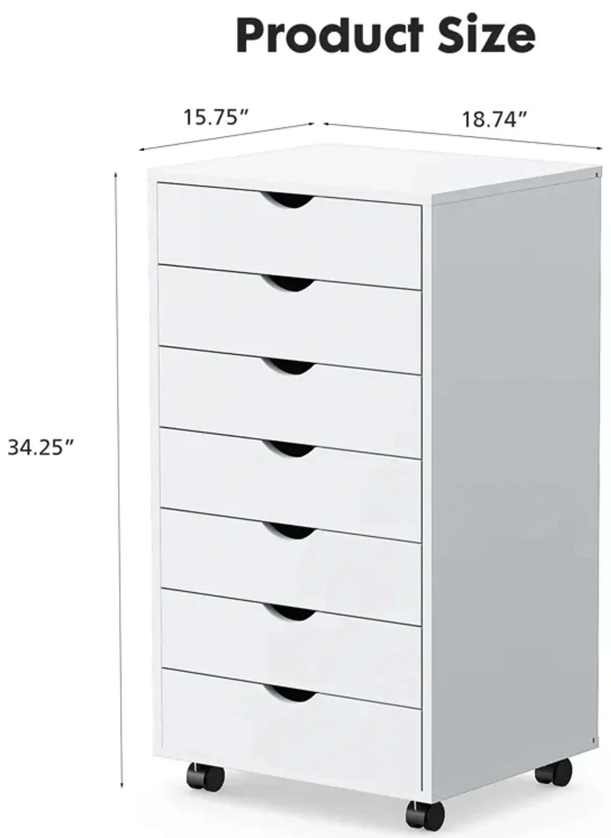 7-Drawer Chest with Wheels for Office Storage