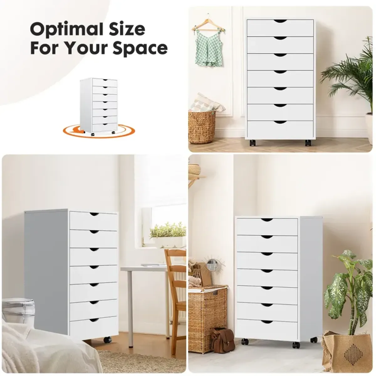 7-Drawer Chest with Wheels for Office Storage