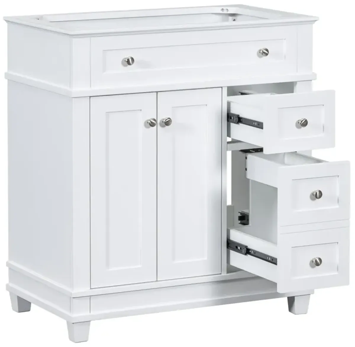 Retro Style Bathroom Vanity with Ample Storage and Soft-Close Hinges