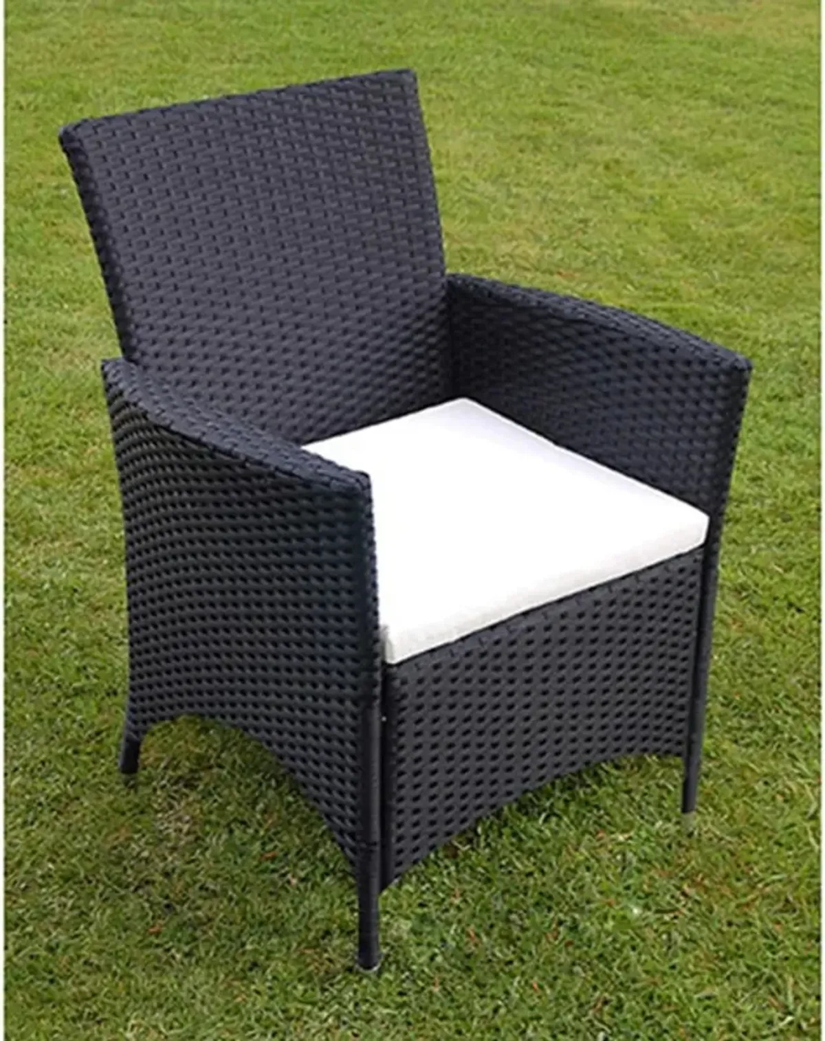 vidaXL 7 Piece Outdoor Dining Set with Cushions Poly Rattan Black