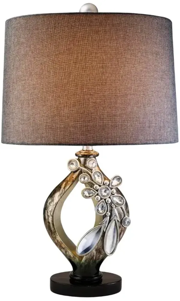 Hivvago Brown and Gold Faux Crystal Glam Accent Table Lamp
